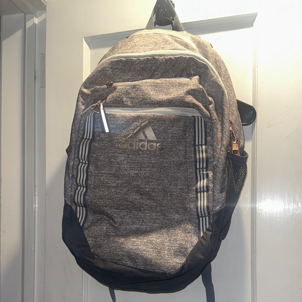 Adidas Men's Heathered Gray and Black Backpack
